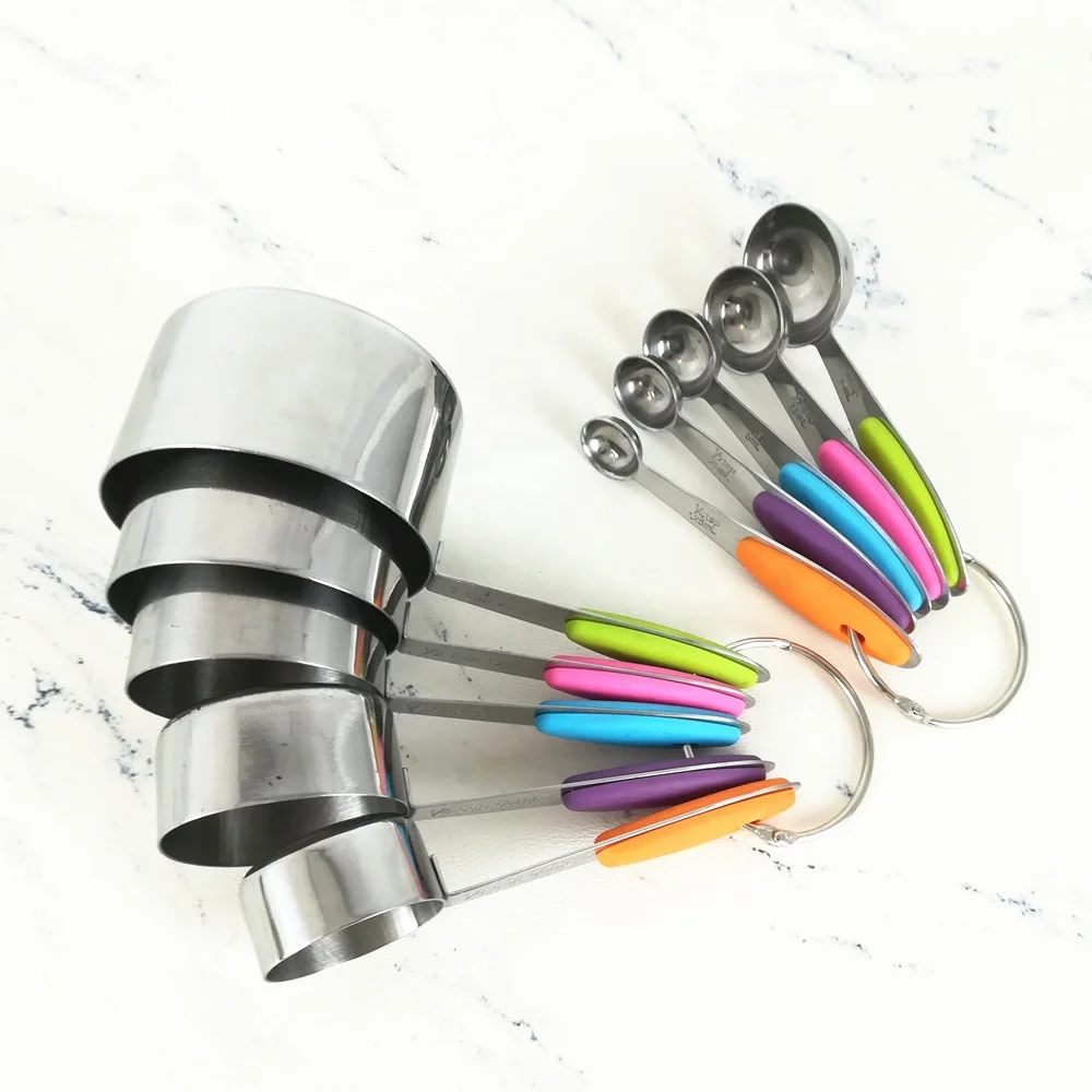 Set of 10 Baking Measuring Cups Spoons Set - Wildone Stainless Steel Cups and Magnetic Measuring Spoons Set