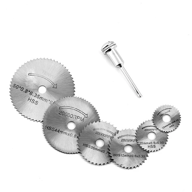 Mini HSS Circular Saw Blades Set of 7pcs Dremel Fordom Electrical Grinding Machine Rotary Tool for Cutting Steel alloy and Brass