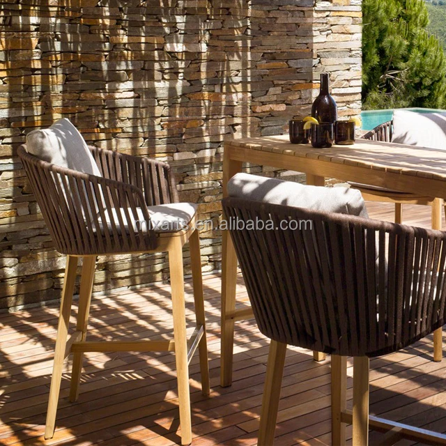 
Outdoor furniture table teak wood garden furniture bar rope chair 