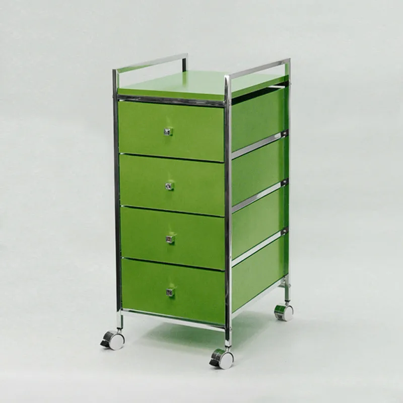 4 Tiers White Drawer Cabinet Trolley On Wheels