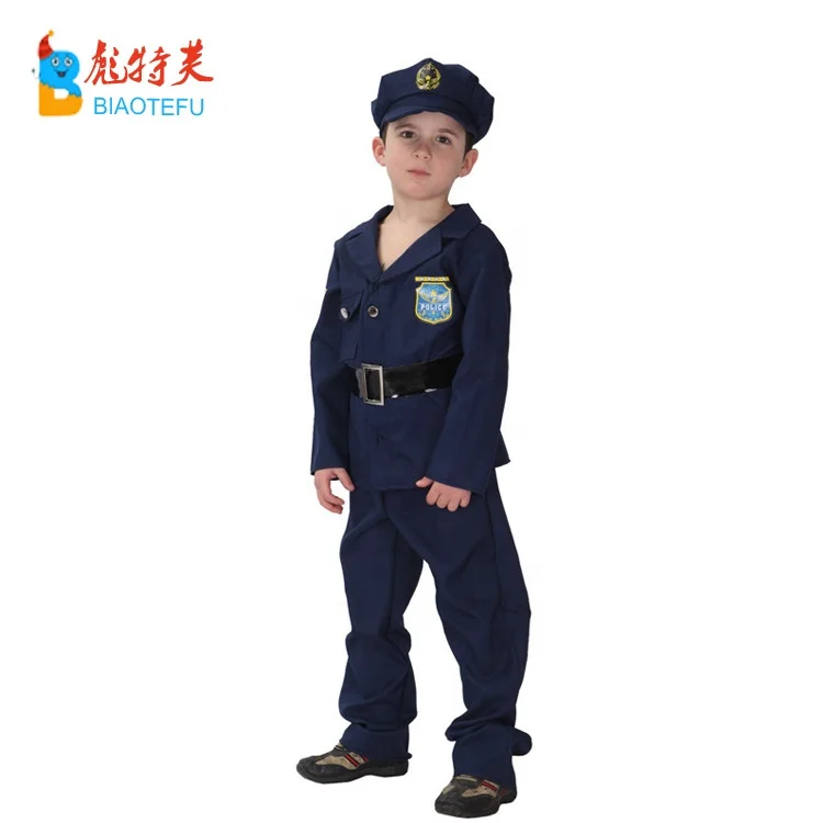 High quality carnival kids cosplay policeman costumes hote sale boys cosplay policeman career uniform costumes