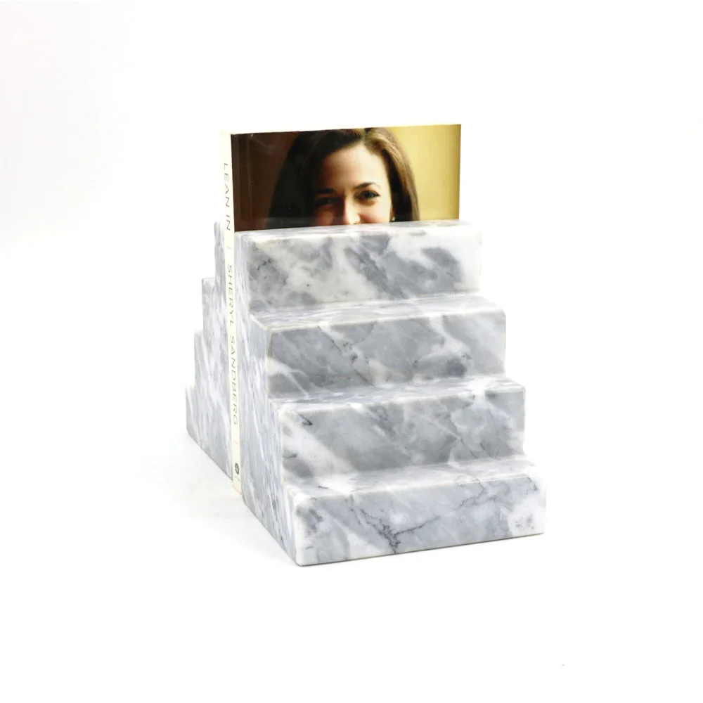factory cheap price marble crafts natural stone bookends study room bookend stand for student