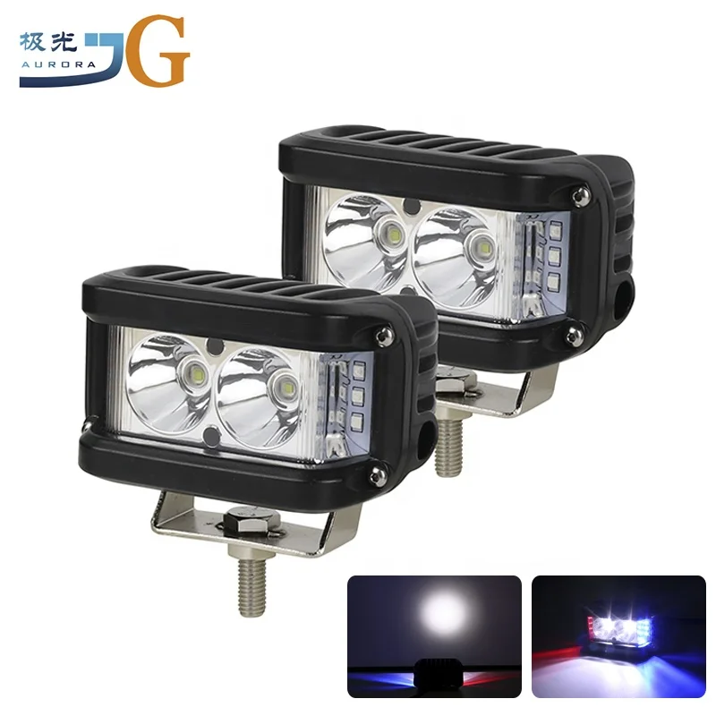 26W Shooter Blue Red Flash Combo Lights Square Driving Fog Light Led Offroad Work Auxiliary Lights for Motorcycles UTV ATV