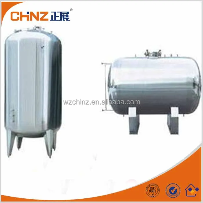 Large stainless steel 304 or 316 horizontal storage tank for oil and water