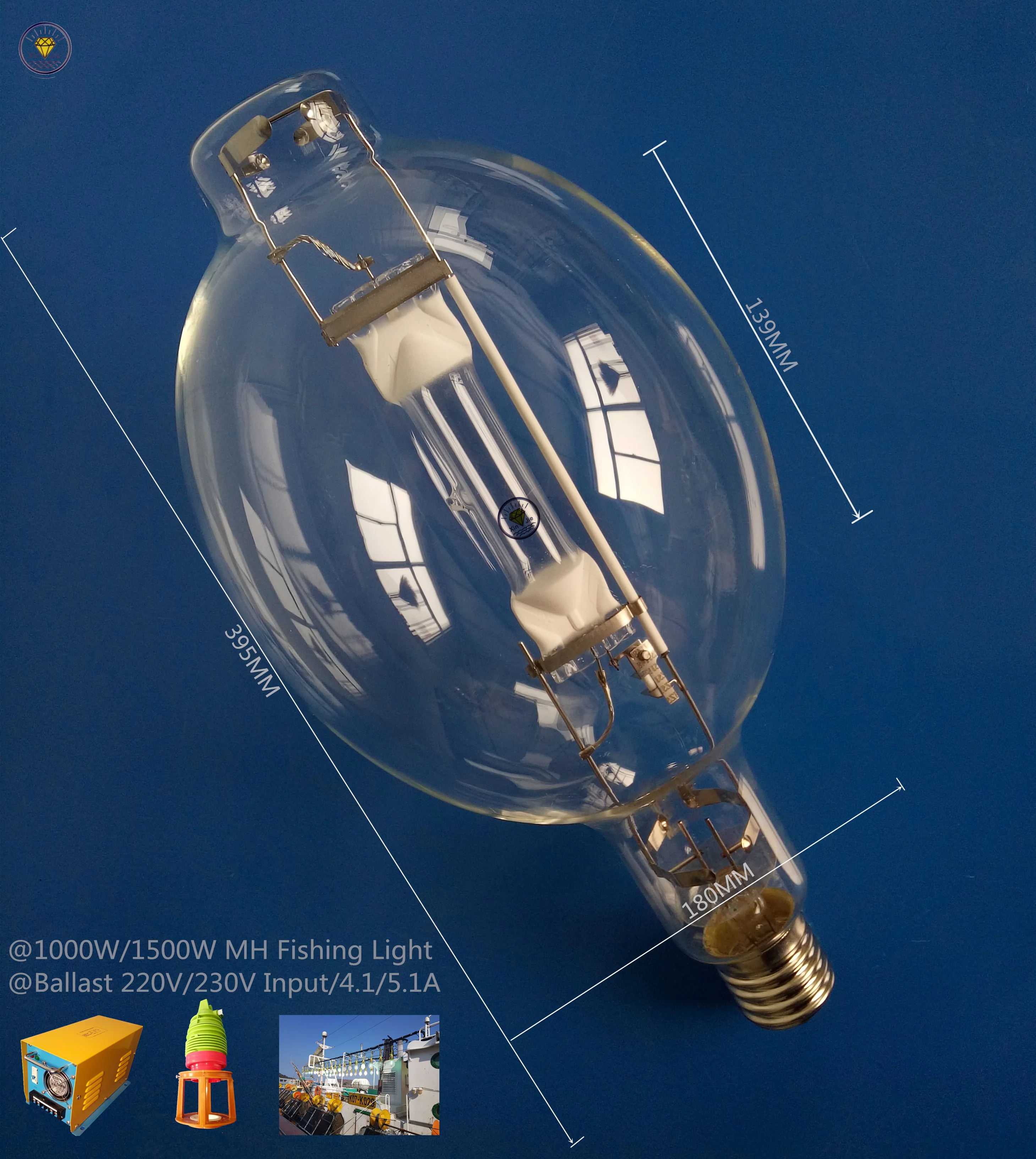 BT180 1000w 1500w fishing lamp metal halide fishing lamp for water fishing lamp ballast 220v 230v