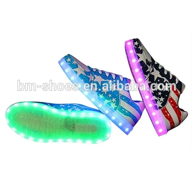 Upgraded wing decoration custom flashing rechargeable led light up sneaker