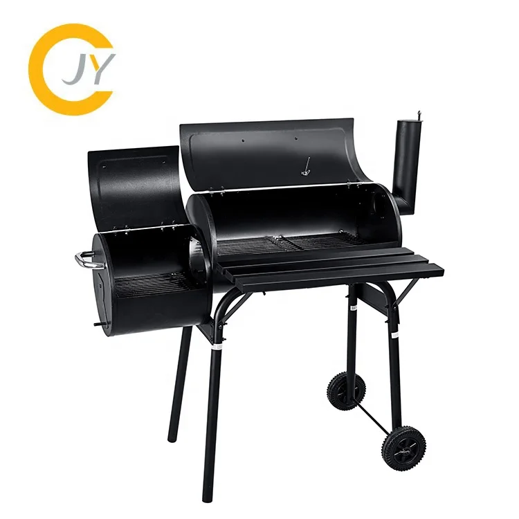 Barbecue Smoker Drum Charcoal Bbq Grill Offset Smoker with Trolley