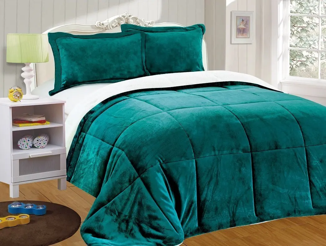 stock Plush and Sherpa Reversible Polyester filled Comforter Set