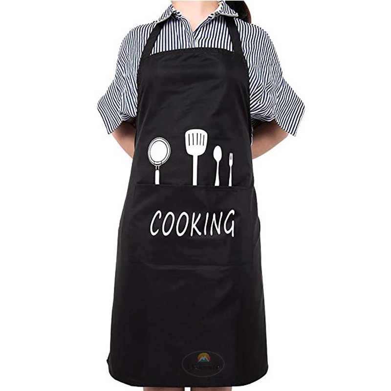 Ldeal for Kitchen Dishwashing Cleaning Painting Black 2 Pockets Chef Apron