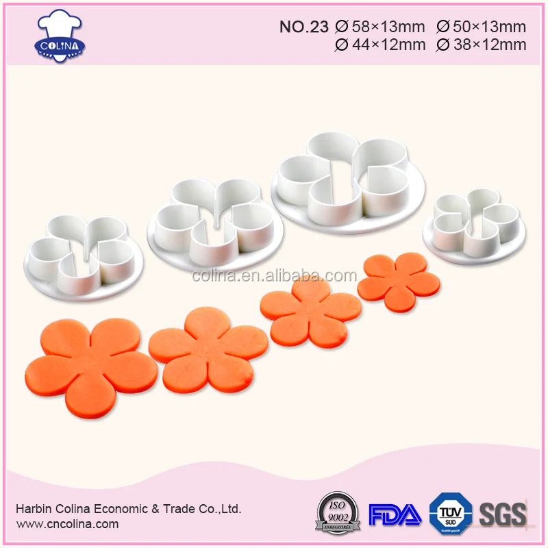 5 Petals Blossom Flower Plunger Cutter 58/50/44/38mm Fondat Cake Cookie cutter