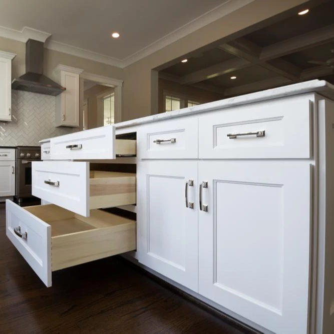 Factory Custom Make White Shaker Plywood Wooden Kitchen Cabinets for American Wholesaler