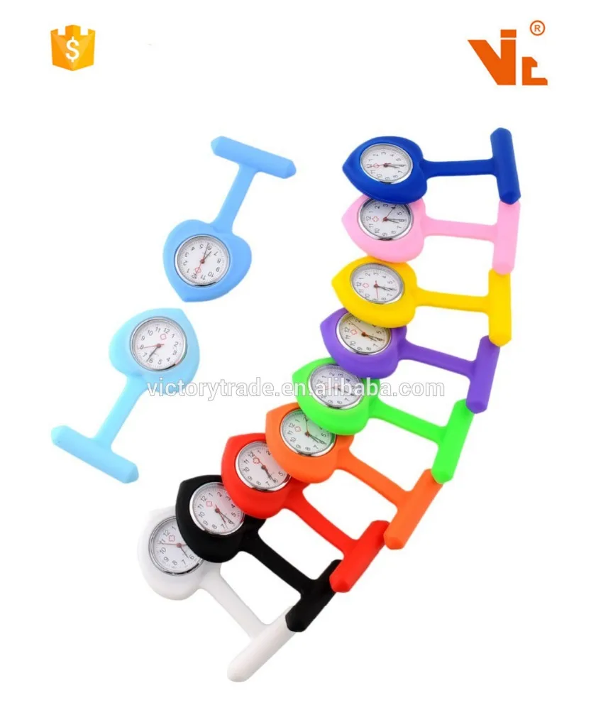 V-NW03 Promotion Love Heart Shape Silicone Cover Quartz Nurse Fob Watch