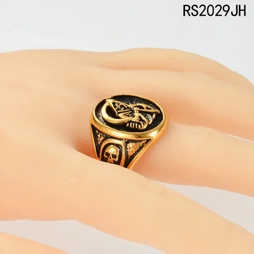 
Popular fashion 316L stainless steel gold plated antique skull ring 