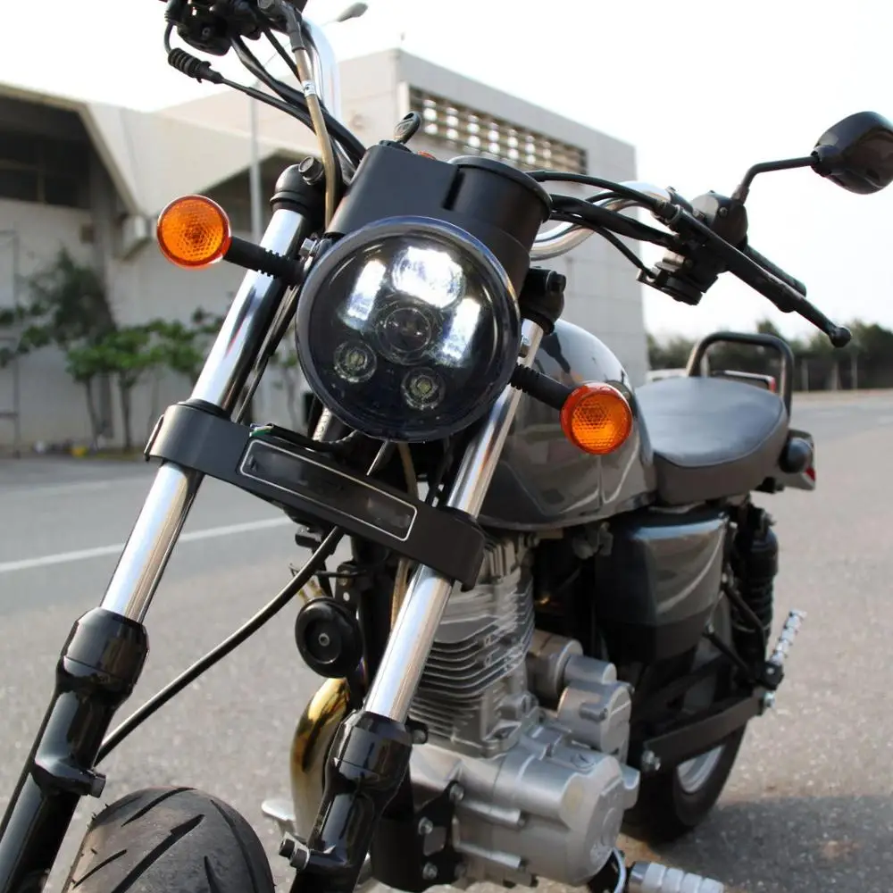 5.75 Inch Super Bright LED Headlight for Motorcycles Black Waterproof Shockproof Aluminum Metal 5.75 Motorcycles Headlights