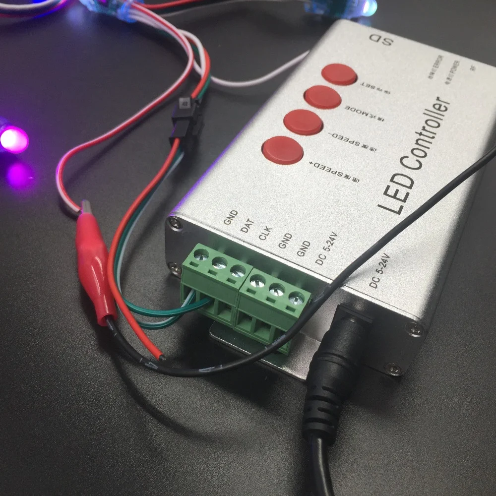 5-24V T1000B SD Card WS2812B LPD 6803 WS2811 WS2801 LED Pixel Controller