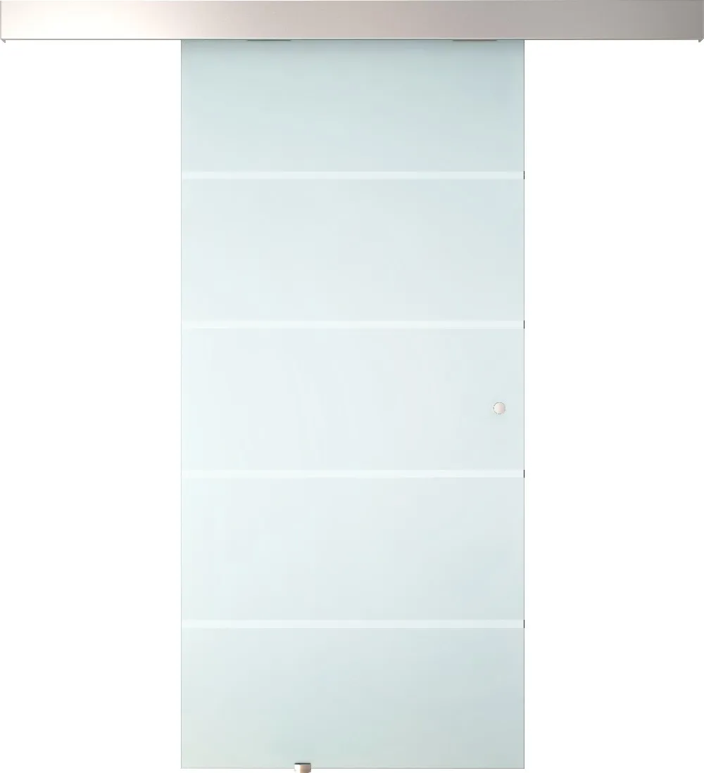 Modern Style Sliding Tempered Frosted Sliding Glass Barn Door with Aluminum Alloy Steel Accessories Suit