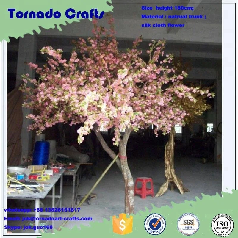 High quality artificial cherry blossom tree natural wood trunk tree for wedding decoration