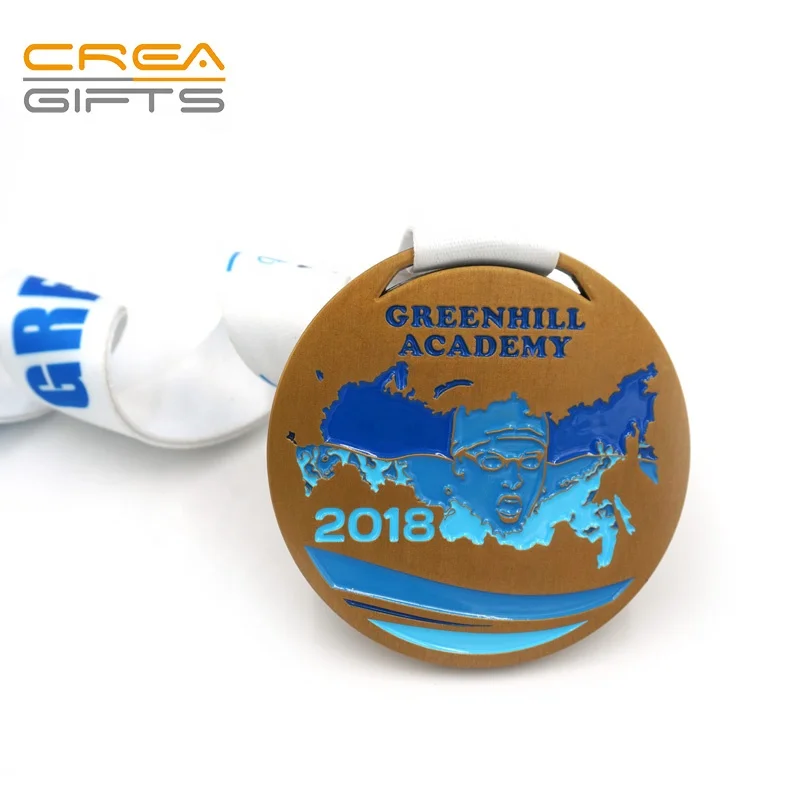 2024 Factory China Factory Customized Europe Regional Zinc Alloy Type Souvenir Soft Enamel Sports Metal Medal With Ribbon