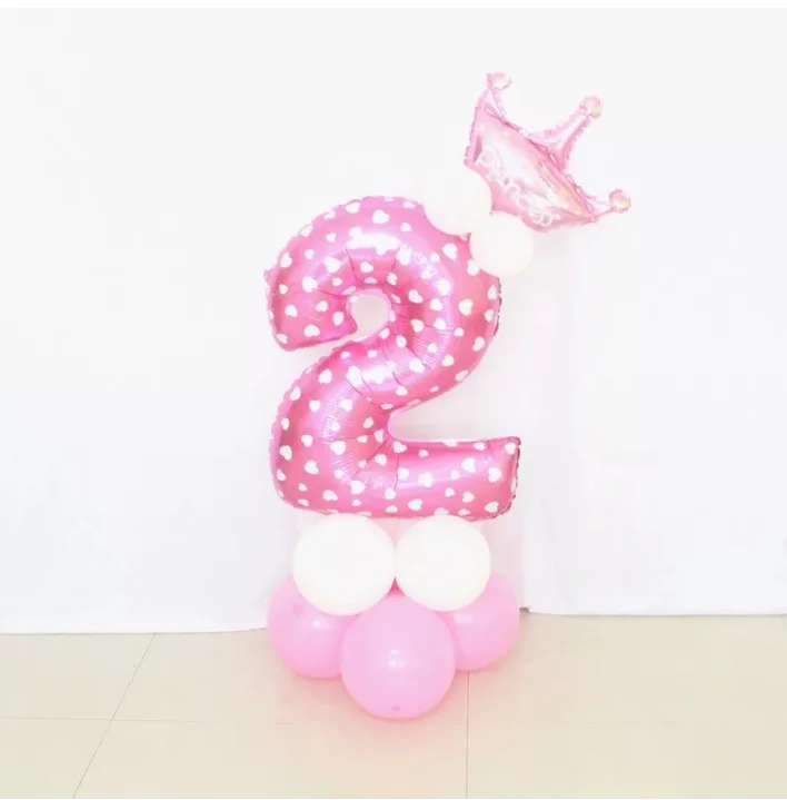 Cross-Border Crown Detonation Model 30 inch Digital Aluminum Balloon Base Path Lead Birthday Party Balloon