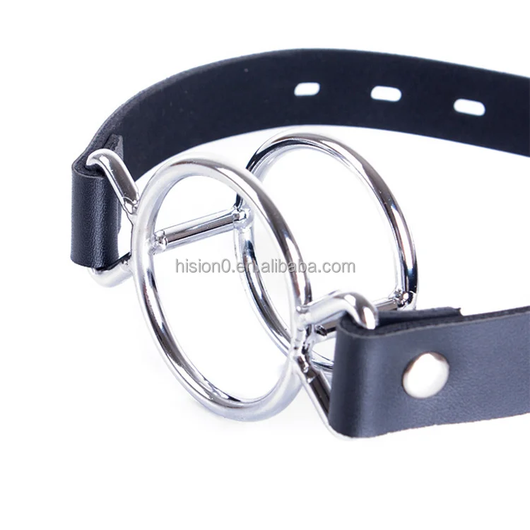 Adult Slave Toy Harness Deep Throat Mouth Open Gag Can Put Penis Inside Leather Strap Stainless Steel Dual O-rings Oral Fetish