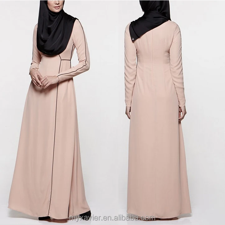 Abaya egypt with neat piped trims run along the sleeves kaftan abaya burqa fashion design