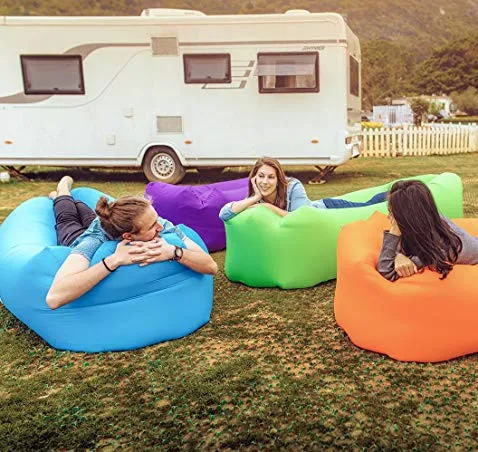 Outdoor Inflatable Lounger Air Sofa Lounge with Pillow Headrest