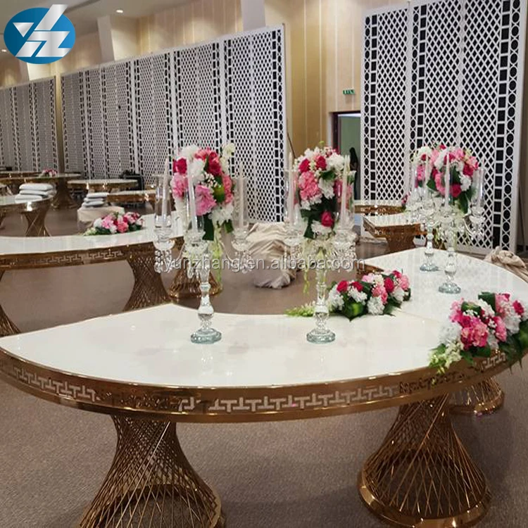 Half Round Shape Stainless Steel Legs Hotel Dining Banquet Table