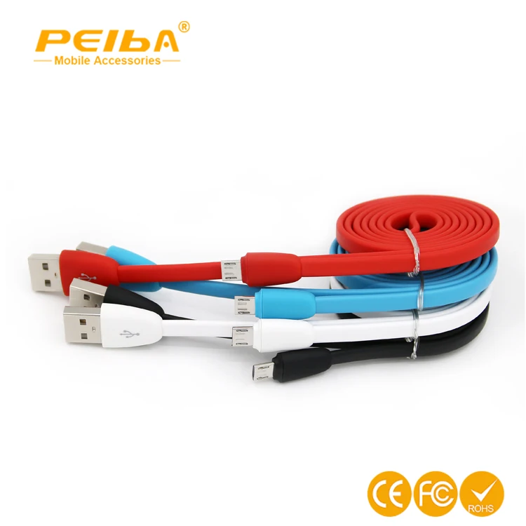 Alibaba Hot Sale Micro Usb Charging Cable For Android Phone , 3ft colorful flat Data cord line for Samsung Charger Cable