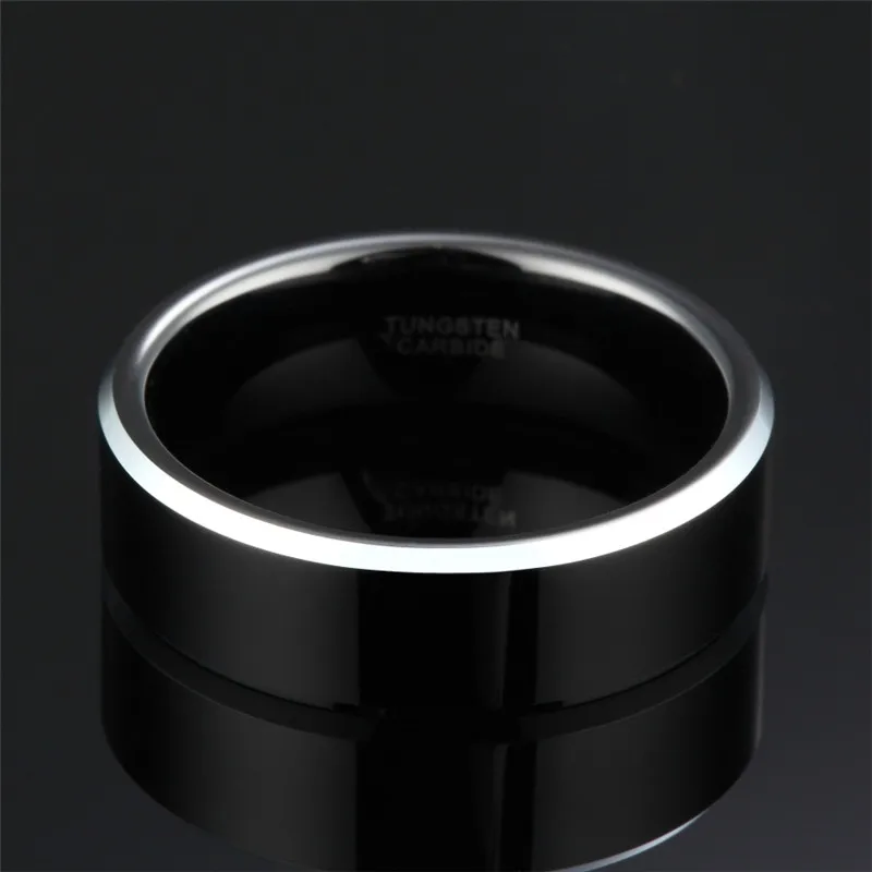 ring classical Men Custom Alliance Black Tungsten carbide jewelry Band mens rings