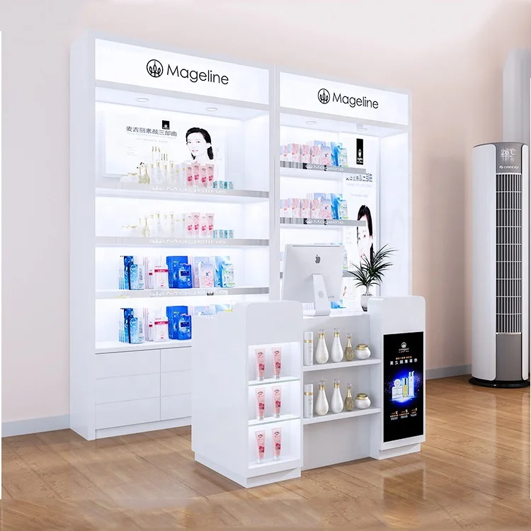 Factory customized cosmetic display cabinet showcase for hair and skin care shop store