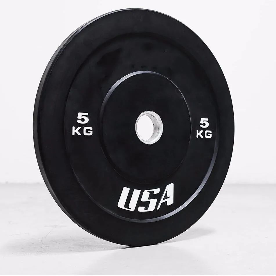 Black weight lifting rubber coated plate bumper plates