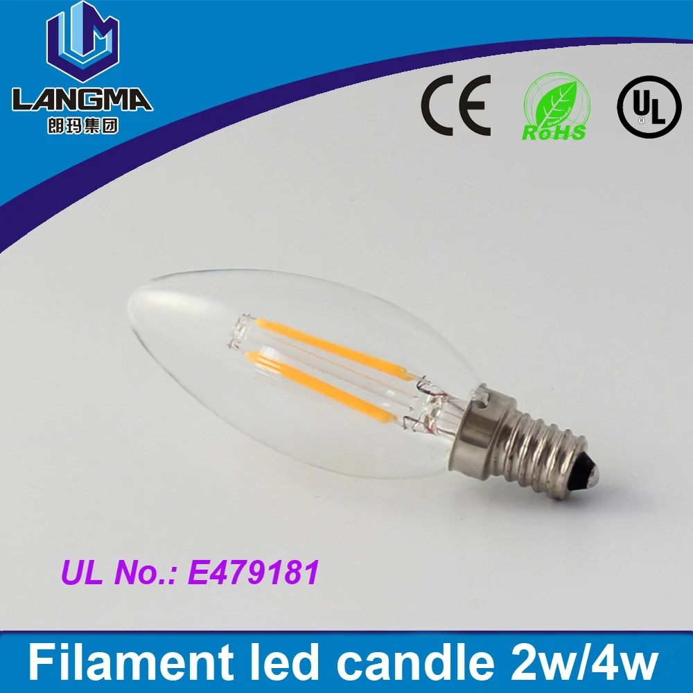 
New Design LED Filament E12/E14 Bulb 2W 4W 6W AC 120V 220V 230V Dimmable Lamp Edison Glass Candle Lights Lighting For Chandelier 