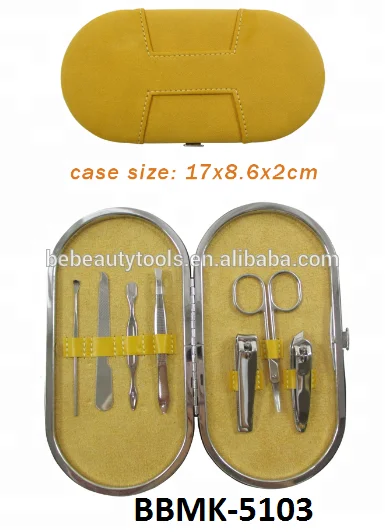 Fancy Women Lady Stainless Steel French Pedicure Manicure Tools Nail Care Tools Kit in Arch Case