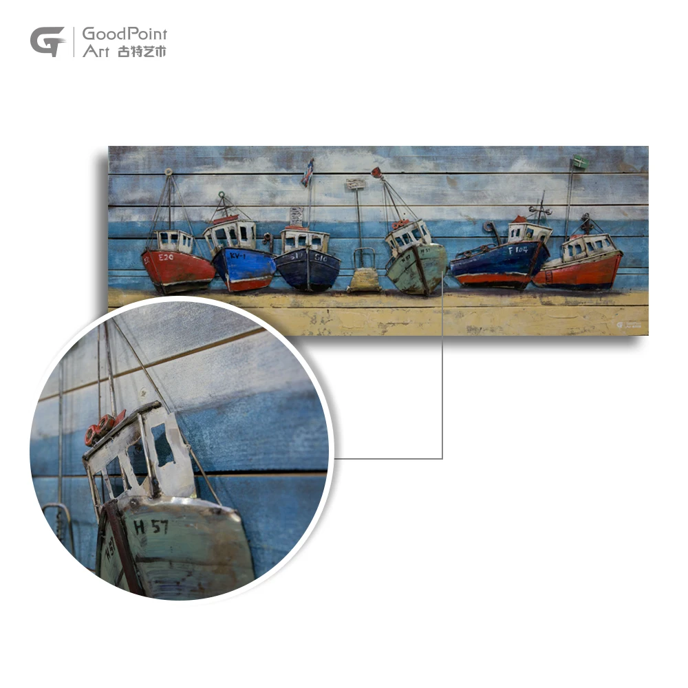 
Promotional rustic home decor artwork handpainted oil painting frames cheap 3d metal painting 