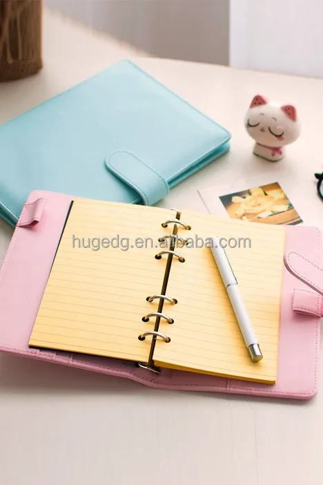 Cute fancy PU girls school notebook with colorful paper
