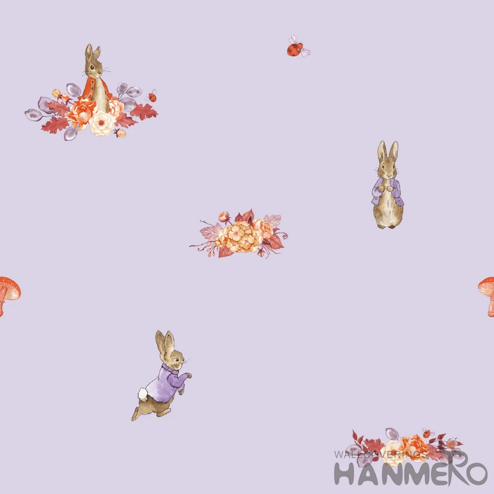0.53*10M New Arrival Rabbit Pink Kids Wallpaper for Baby Room Wall Decoration