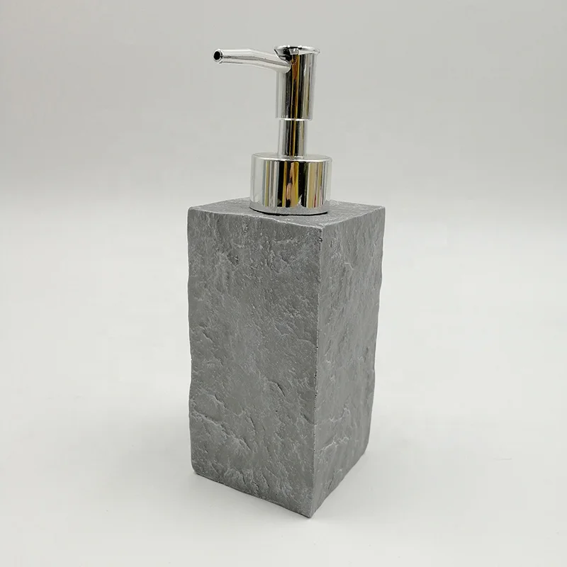 Lotion Dispenser Popular Square Stone Effect Bathroom Product Polyresin Hand Soap Dispenser Lotion Dispenser & Hotel Accessories