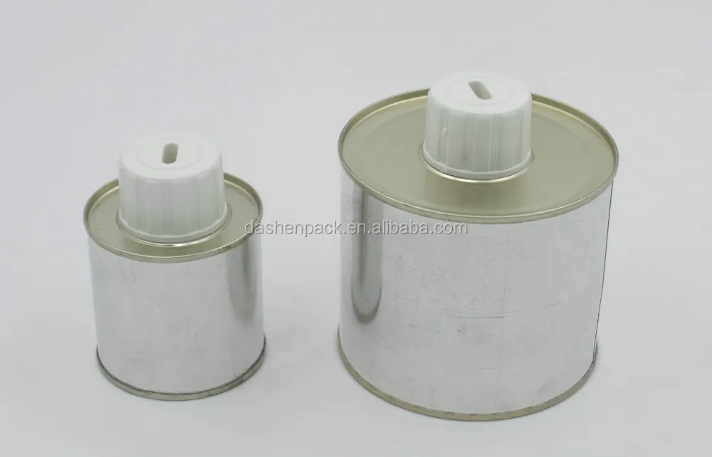4oz Metal round Tin Can with Screw Top and Brush 100ml PVC Solvent Cement Tin Can Metal Glue Can with Dauber