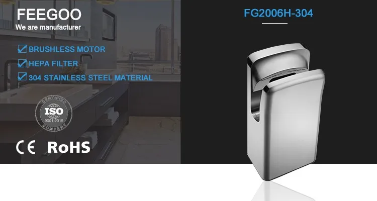 China OEM Toilet Automatic  Infrared Sensor Jet Stainless Steel 304 Hand Dryer