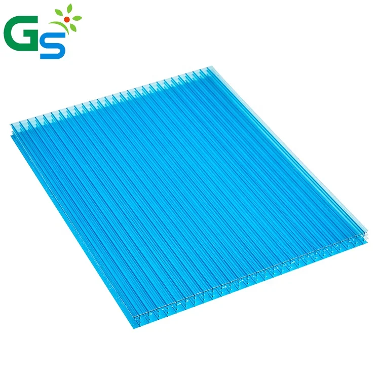 High Quality Blue Color 4Mm Thickness Twinwall Polycarbonate Sheet For Pc Hollow Sheet