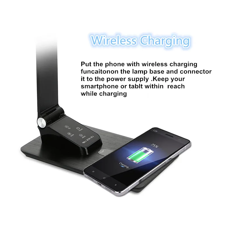 Горячая продажа многофункциональная настольная Светодиодная лампа с беспроводным зарядным устройством
