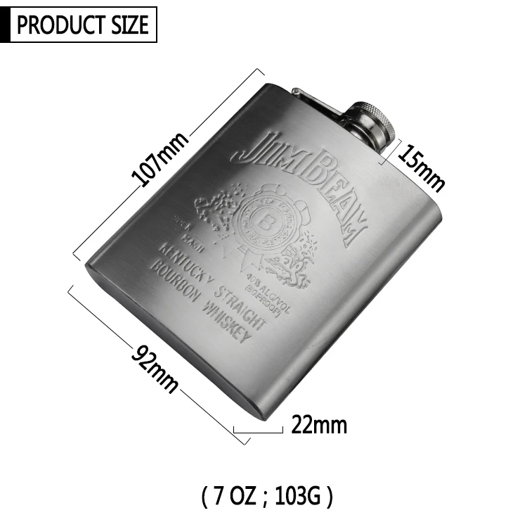 hip flask customized logo printing portable stainless steel 7oz hip flask for men flachmann