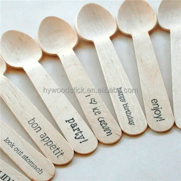 Disposable Wooden Bamboo Foldable Fork Due Spoon Fill The Cup Cap Biodegradable For ICE Cream Yogurt Oats Plastic