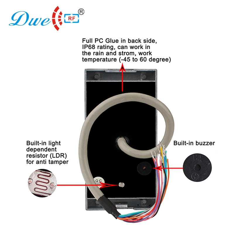hot sell 125khz metal waterproof outdoor keypad rfid standalone access control 2000 users IP68