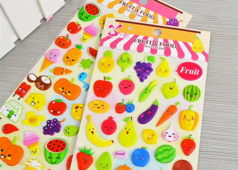 decorative fruits puffy sticker,foam sticker for kids
