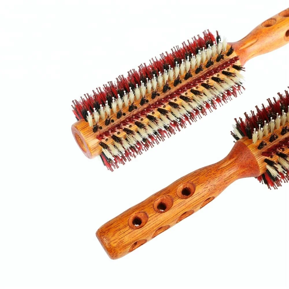 Heat Resistant Nylon Comb Wooden Hair Brush Wood Beard Brush 10 Days Boar Bristle Logo Engraving Custom Logo Bamboo Customized