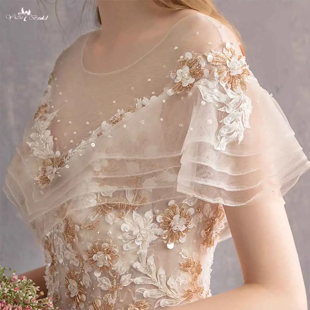 RSW547 Ruffle Ball Gown Wedding Dress Patterns Champagne Floor Length China Cheap Wedding Dresses