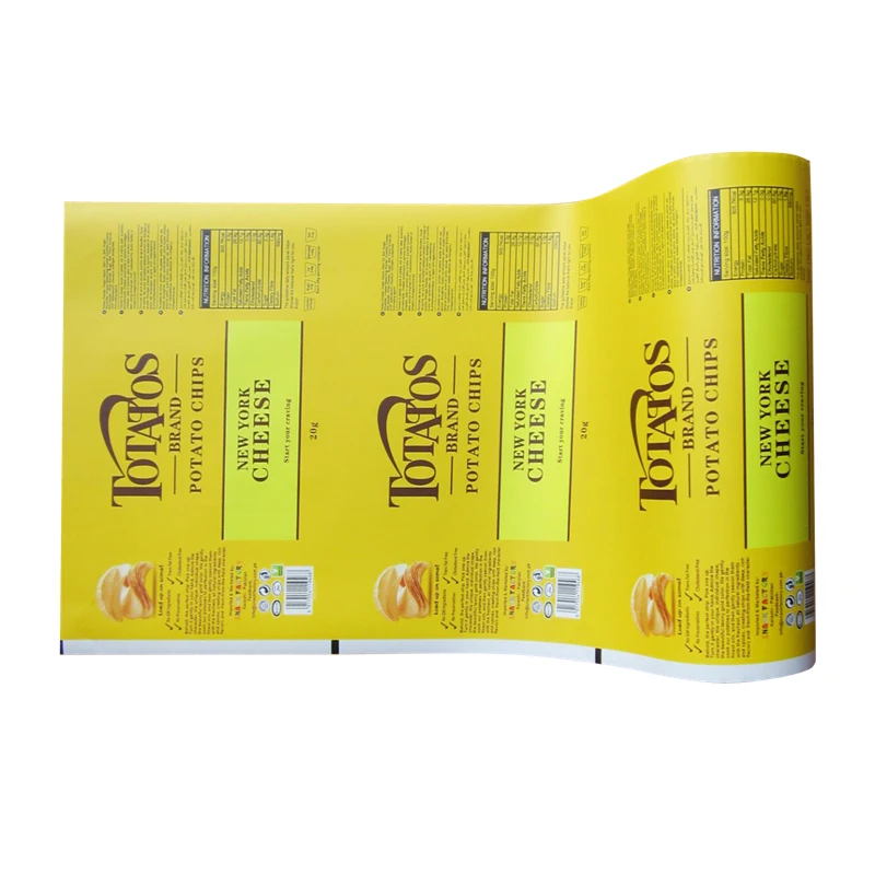 Custom printed food grade aluminum foil laminated plastic film roll for chips,cookies