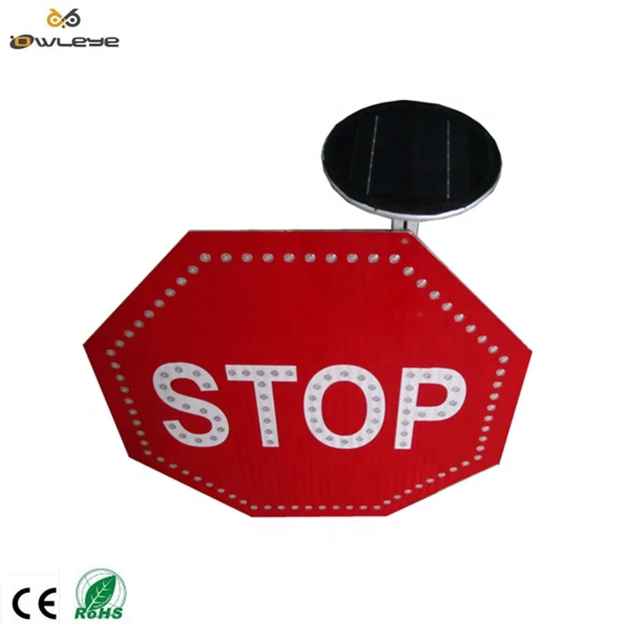 Octagon stop go led led flashing traffic light safety electric fence warning board reflective solar aluminum traffic road sign