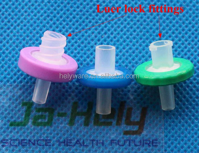 MCE/CN-CA PP PTFE Nylon PES PVDF GF membrane 13 25 33mm Syringe Filter with female luer lock fitting